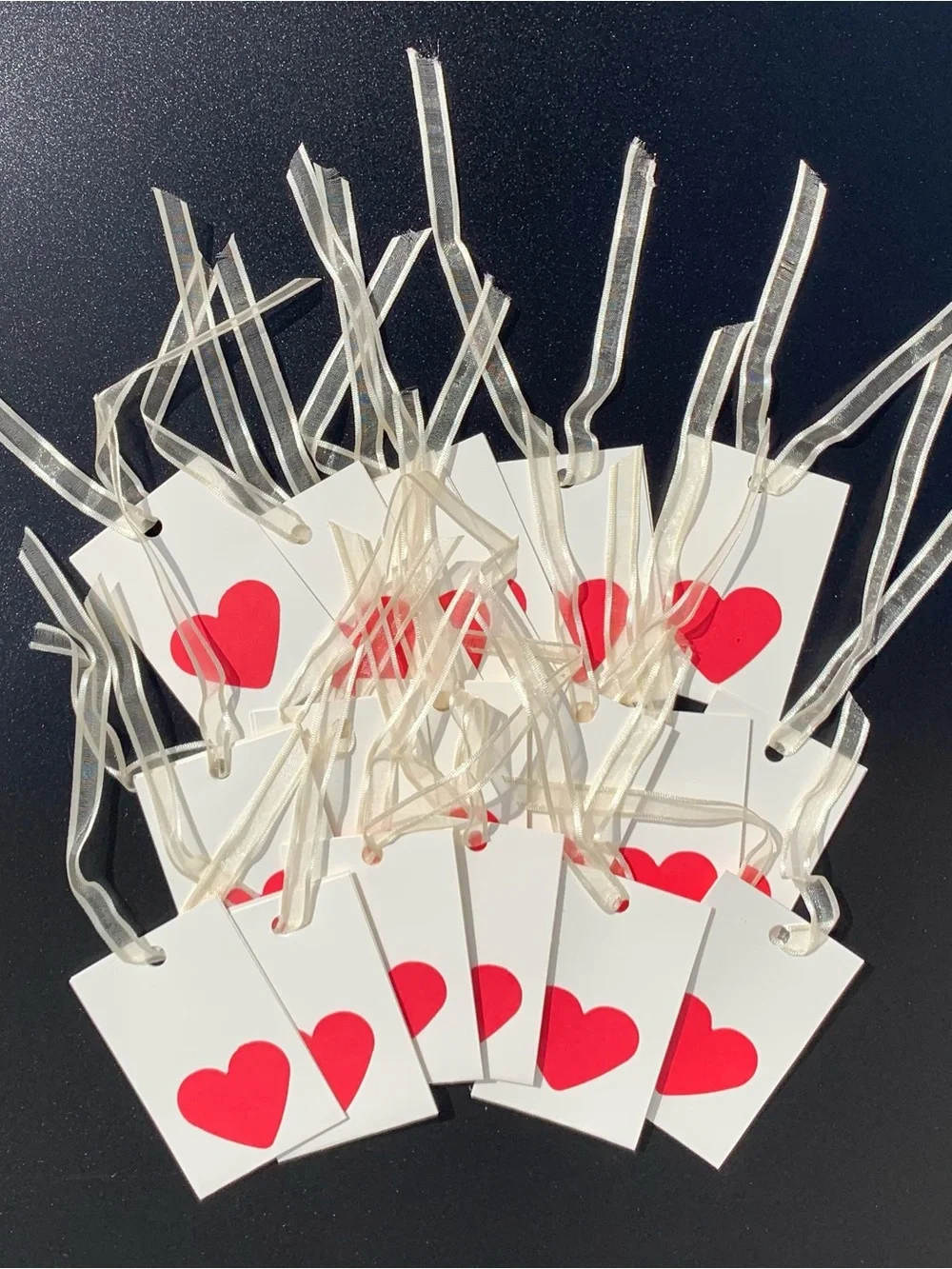 Lot 18 Handmade Heart Gift Tags Cream Card Stock Satin Ribbon Wedding Valentine